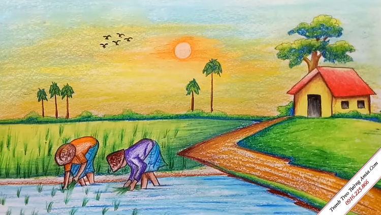Vẽ giành Phong cảnh nhiên nhiênmùa hè  Summer landscape painting  YouTube