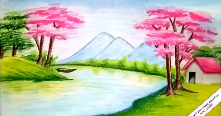Tranh phong cảnh quê hương dễ vẽ cho học sinh  AmiA  Nội thất đẹp Giá rẻ  tại Kho