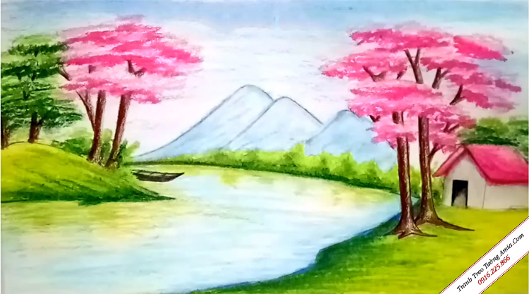 Cách Vẽ tranh đề tài phong cảnh thiên nhiên bằng màu sáp đơn giản  Hungart   YouTube
