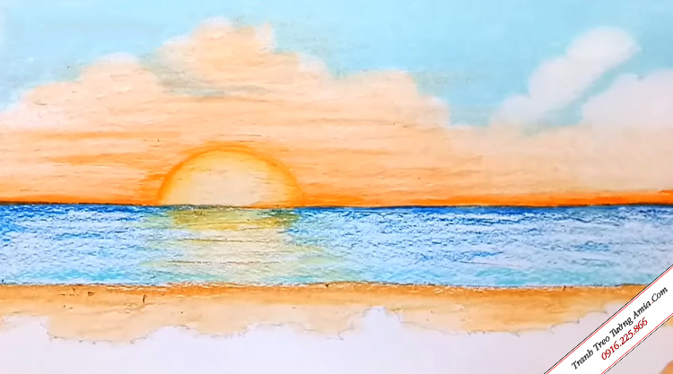 Tranh Cảnh Biển Buổi Sáng TSD339  Siêu thị tranh sơn dầu Minh Hưng