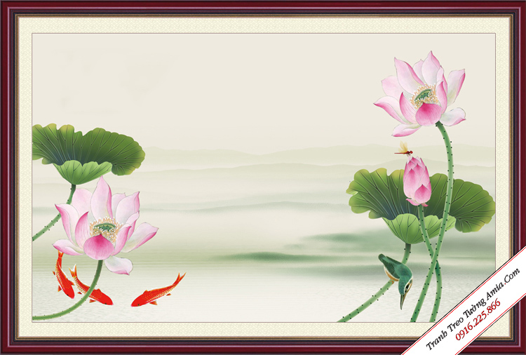 tranh hoa sen trong dam phong thuy