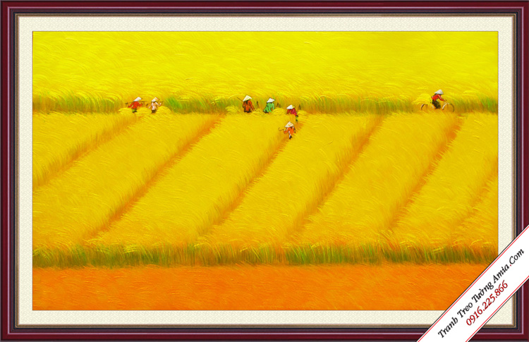 Tranh ruộng bậc thang tranh phong cảnh đồng quê cánh đồng lúa  Tranh sơn  dầu hà nội