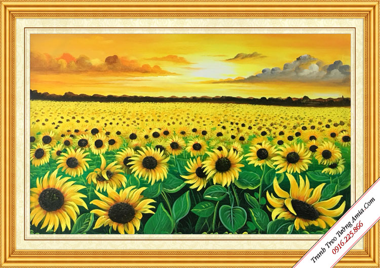 Tranh hoa hướng dương tranh vẽ sơn dầu cánh đồng hoa SD1043  Tranh sơn dầu  hà nội