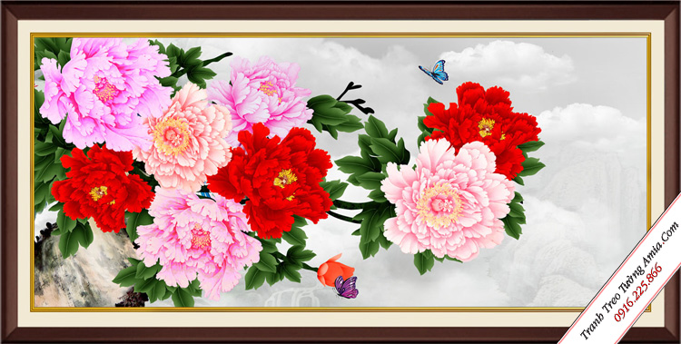 tranh phong thuy hoa mau don treo tuong