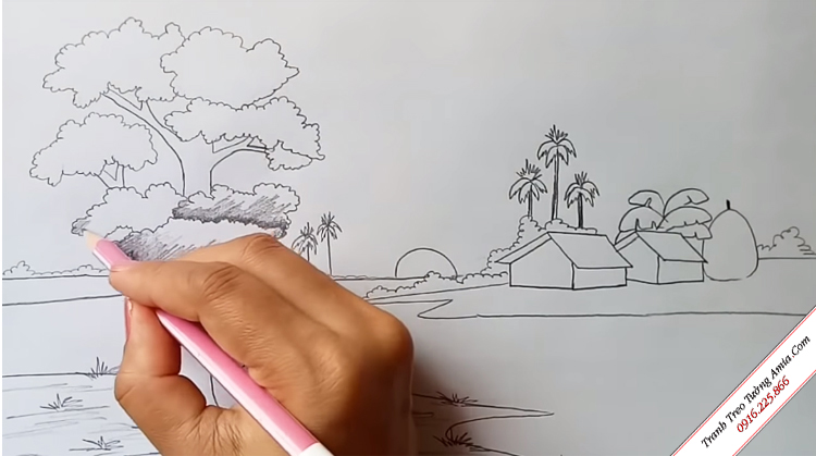 Cách vẽ cây bằng bút chì đơn giản artvetranhbutchipencilpaint  YouTube