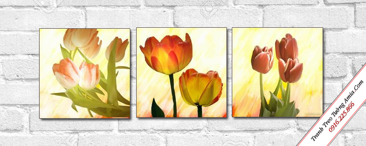 tranh bo treo cau thang hoa tulip