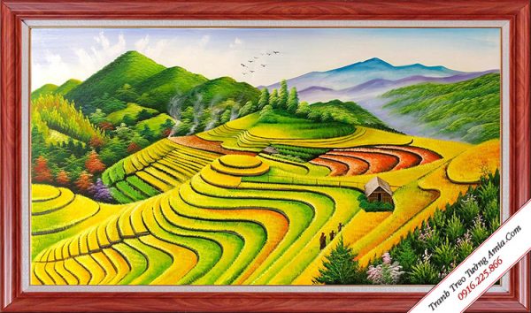 tranh phong canh ruong lua chin bac thang