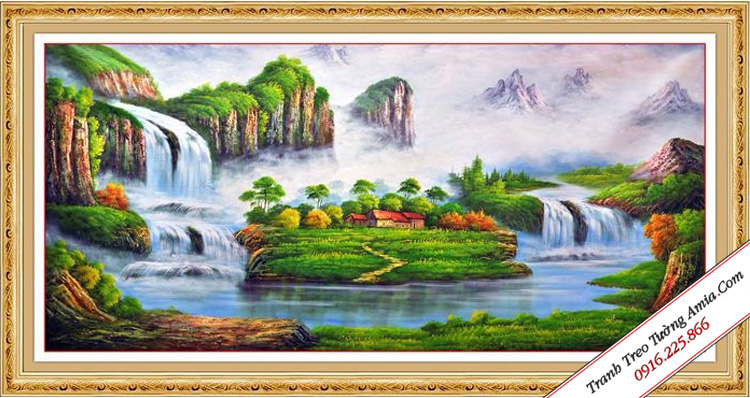 Tranh thác nước thiên nhiên đẹp thơ mộng trang trí phòng khách AmiA 613