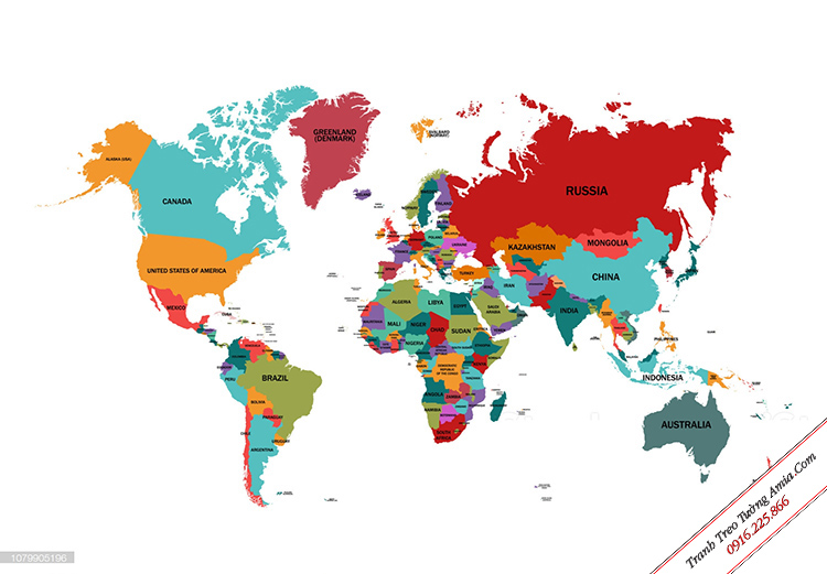 Đồng hồ treo tường hình bản đồ thế giới 069
