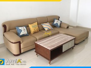 mẫu ghế sofa da đẹp kiểu dáng chữ L mã Amia338