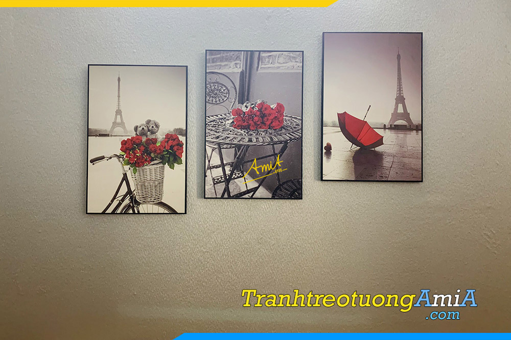 Hình ảnh Bộ tranh canvas nước ngoài treo phòng khách đẹp lãng mạn AmiA TPK1684