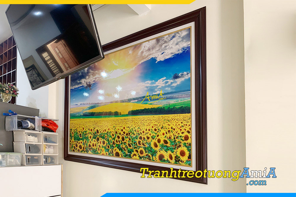 Hình ảnh Bức tranh phong cảnh cánh đồng hoa hướng dương trang trí phòng khách AmiA TPK1540