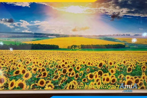 Hình ảnh Tranh phong cảnh cánh đồng hoa hướng dương treo phòng khách AmiA TPK1540