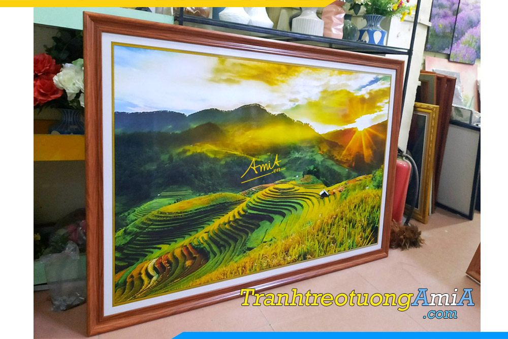 Hình ảnh Tranh phong cảnh đẹp Việt Nam ruộng bậc thang Mù Cang Chải