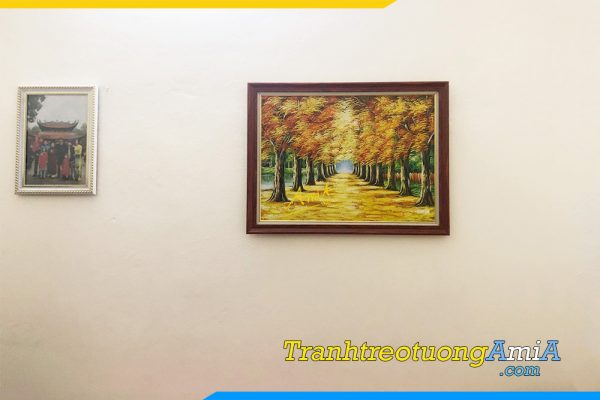 Hình ảnh Tranh phong cảnh hàng cây là vàng treo tường phòng khách đẹp AmiA TPK1580