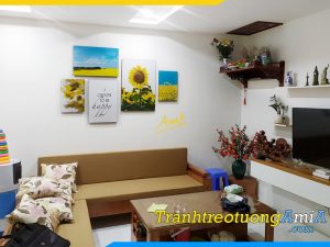 Hình ảnh Tranh phòng khách canvas 5 tấm hoa hướng dương AmiA TPK1789