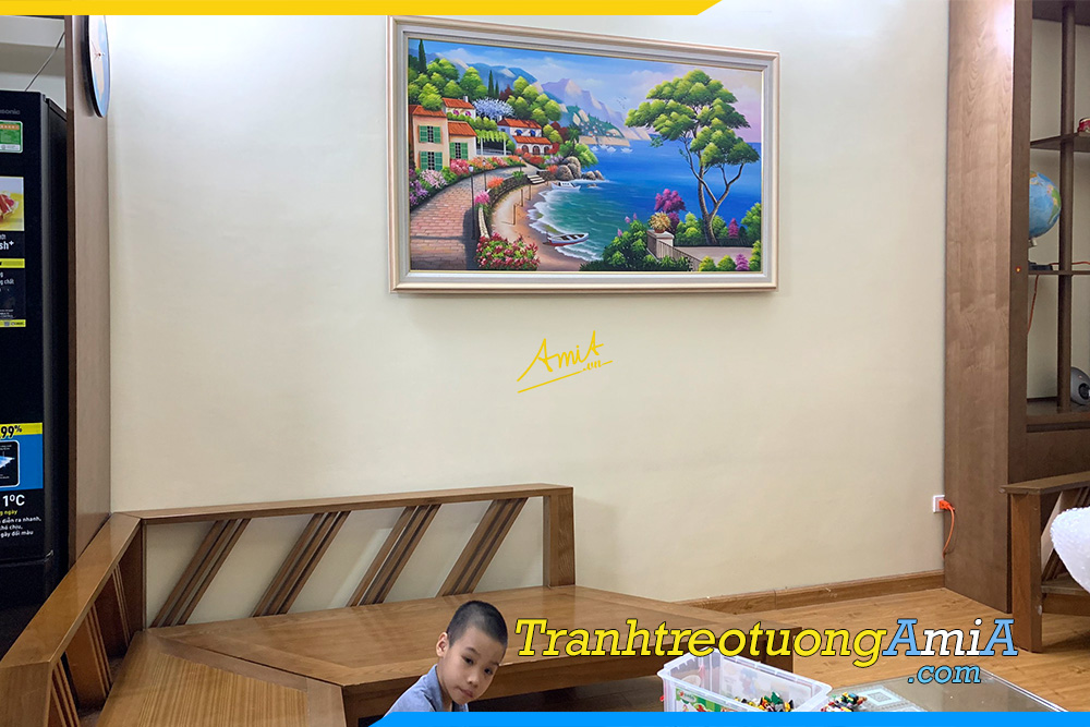 Hình ảnh Tranh phòng khách sơn dầu phong cảnh nước ngoài cho nhà chung cư AmiA TPK TSD427