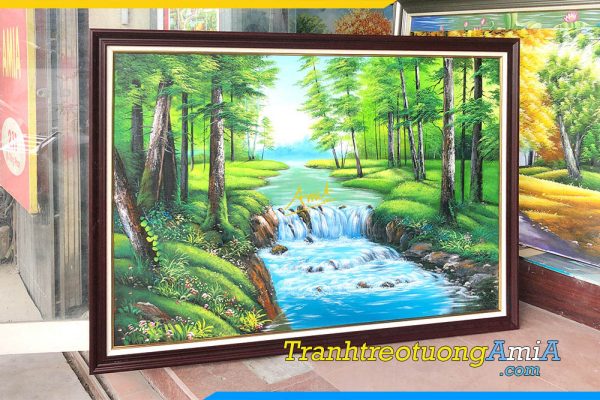 Hình ảnh Tranh phòng khách sơn dầu suối nước rừng cây AmiA TPK TSD381
