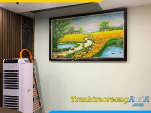 Hình ảnh Tranh phòng khách vẽ sơn dầu làng quê đồng quê AmiA TSD 326B