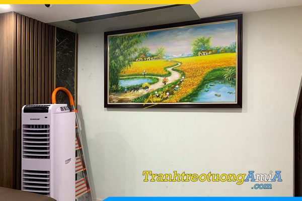 Hình ảnh Tranh phòng khách vẽ sơn dầu làng quê đồng quê AmiA TSD 326B