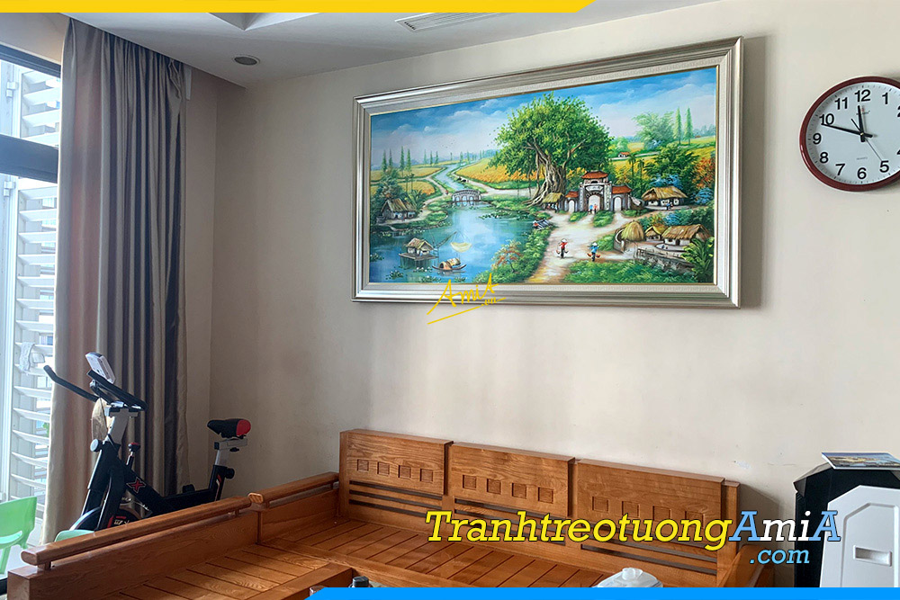 Hình ảnh Tranh phòng khách vẽ sơn dầu phong cảnh làng quê AmiA TSD 433