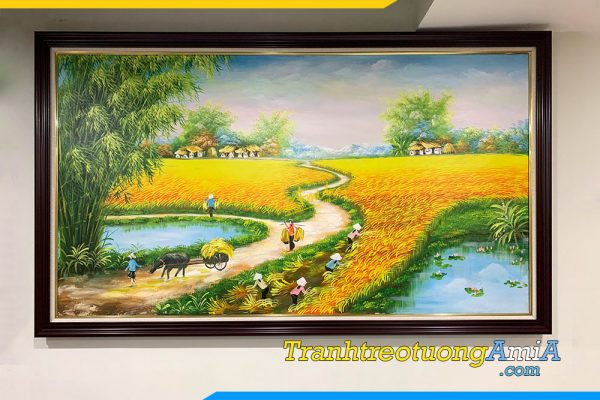 Hình ảnh Tranh sơn dầu phong cảnh làng quê đồng quê trang trí phòng khách đẹp AmiA TSD 326B