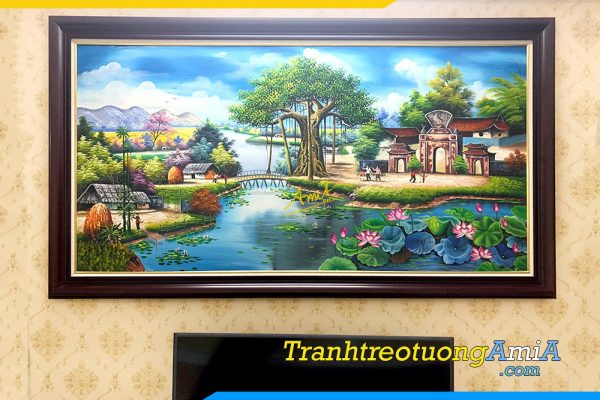 Hình ảnh Tranh sơn dầu phong cảnh làng quê treo phòng khách đẹp AmiA TPK TSD431