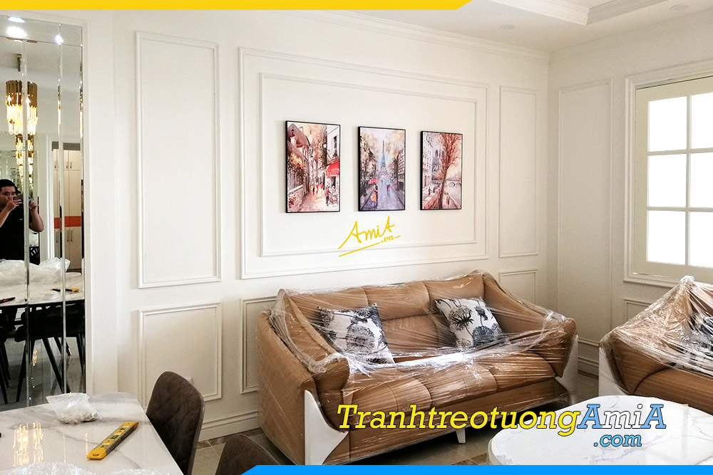 Hình ảnh Tranh trang trí tường phòng khách đẹp bộ canvas 3 tấm AmiA TPK1595