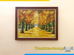 Hình ảnh Tranh treo phòng khách hàng cây lá vàng mùa thu AmiA TPK1580