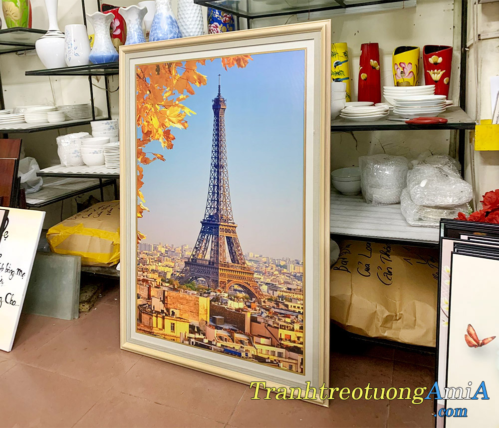 Hình ảnh Bức tranh tháp Eiffel 1 tấm khổ dọc đẹp sang trọng AmiA 1990