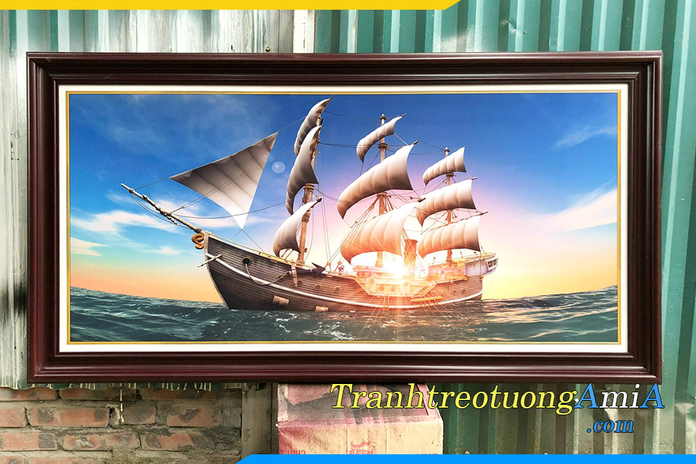 Hình ảnh Tranh thuyền thuận buồm xuôi gió đẹp đóng khung AmiA 1988