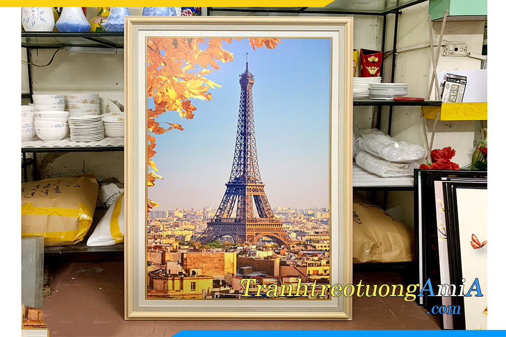 Hình ảnh Tranh trang trí phòng khách tháp Eiffel khổ đứng AmiA 1990