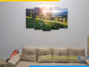 Hình ảnh Tranh treo tường phòng khách thảo nguyên xanh AmiA TPK1628