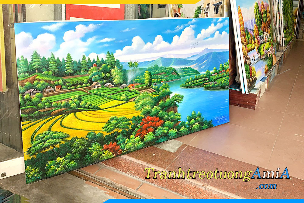 Hình ảnh Tranh vẽ sơn dầu treo trường phòng khách đẹp sang trọng AmiA TSD 623